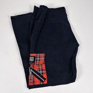 Tiger of London 40x33 Vintage Punk Rock Denim Jeans Black Red Plaid Pocket